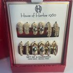 House of Harlow 1960 Set of 6 Gold Tone Hoop Earrings Holiday Gift Stocking Photo 1