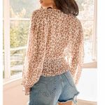 Lulus Easy to Spot Ivory Leopard Print Long Sleeve Top Size Small Casual Sheer Photo 7