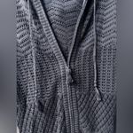 Athleta  Open Crochet Full Zip Up Hoodie Knit Cardigan Women’s Size M, Gray Photo 8