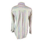 Ecru  Womens Button Down Shirt Multicolor Striped Long Sleeve Casual Linen‎ Small Photo 2