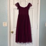 Lulus Regal Radiance Burgundy Tulle Bustier Midi Dress Size Small Red Photo 7