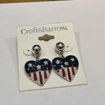 Croft & Barrow NWT  American Flag Colors Heart Pierced Dangle Drop Earrings Photo 0