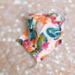 Baby Pink Multicolor Glitter Butterflies Face Mask Photo 1