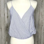 Brandy Melville  Women's OSFM Blue/White Striped‎ Wrap Cropped Tank Top Photo 0