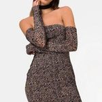 Motel Rocks Motel Geneva Bodycon Dress in Tiger Net Tan M Photo 0