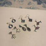 Lot Of 5 Dangle Costume Earrings Pierced Silver Tone Metal Photo 3