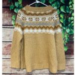 easel  Fair Isle Knit Crewneck Sweater Winter Ski Sweater Camel Women's Large Photo 5