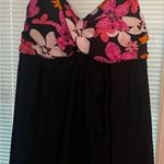 Floral Black Dress with Pink and Orange Accents swimsuit Size 10 Photo 0
