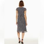 Wilfred  Camelot Dress Navy White‎ Floral Midi Cap Sleeve Medium Chiffon Photo 4