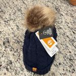Timberland navy cable knit fleece lined pom pom hat Photo 5