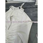 Commense White Sleeveless Ruched Front Keyhole Neckline Halter Maxi Dress Large Photo 7