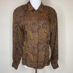 Jones New York  Brown Paisley Blouse Equestrian Sz Medium Photo 0