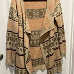Aztec Tribal Cardigan Sweater‎ Large Waterfall Open Front Boho Southwest Women’s Photo 0
