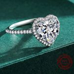 Sterling Silver SIZE 6 925 Sterling Silve Elegant Romantic Sparkling Clear Zircon Heart Ring Photo 2