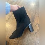 ZARA  faux suede Block heeled black booties With Gold Details  Size 40/ US 9.5 Photo 6