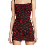 Sugar Thrillz Noir Rise And Fall Velvet Heart Ruched Mesh Mini Dress SMALL Red Photo 0
