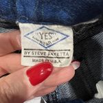 Vtg YES Size 9 25” Mom Jeans Blue Denim High Rise Tapered Leg Tribal Pattern USA Photo 2