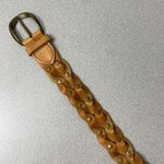 Tan Woven Leather Belt Studded Brass Boho Braided 1.5in Casual Womens Large Brown Photo 2