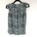 Loft Ann Taylor Blouse Top Cap Sleeve Henley Button Geometric Gray White XS Photo 1