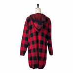 Denim & Co. Women’s Large Petite Red Black Buffalo Plaid Hooded Cardigan Sweater Size undefined Photo 5