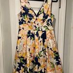 J.Crew  Sleeveless Fit & Flare Pleated Skirt Mini Dress Navy Blue Floral Size 6 Photo 0