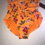 Rachel Roy Swimsuit One-Piece Floral on Orange Sunrise Halter Top Sz L NWT Photo 1