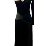 YIGAL AZROUËL COATED JERSEY MESH LEATHER COMBO CUTOUT MAXI GOWN SIZE US 0 Black Photo 0