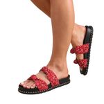 Jessica Simpson Caralyna Red Muse Rhinestone Slide Sandals Womens Size 7 NEW Photo 0