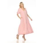 Johnny Was  Calme Raglan Tiered‎ Dress Size Small Blush Pink Photo 1