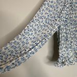 FATE. Blue Cream Pleated Full Sleeve Blouse Sz Medium Photo 6