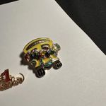 Lot Of 2 Brooch Pins #1 Teacher & Christmas Holiday School Bus Gold Tone Photo 1