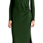Banana Republic NWT Womens Luxespun side ruched Green Knit Midi Dress Large Photo 0