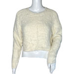 Kendall & Kylie Sweater Womens Small Cream Fuzzy Knit Cropped Soft Cozy Neutral Photo 0