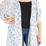 NWT size M/L crepe floral print beach coverup kimono. Blue Size L Photo 0