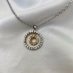 Minimalist Glam Silver Gold Rhinestone Double Circle Pendant Necklace Photo 1