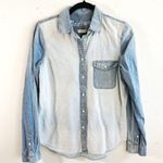 Madewell Button Up Two Tone Denim Collared Shirt Long Sleeves Chambray Sz S EUC Photo 1