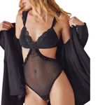 We Are HAH  Key To Ur Heart Sheer Mesh Bodysuit Cut Out Side In Noir/Black XS NWT Photo 0