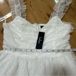 Lulus Forever Celebrated White Swiss Dot Ruched Tulle Midi Dress Photo 5