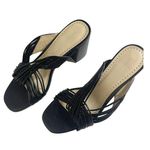 Adrienne Vittadini Annalee Sandals Sz 8.5 Black Slip On Open Toe Block Heel Photo 1