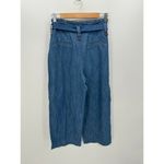 Falls Creek  Womens Chambray Crop Pants Size 8 NWT Cotton Belted Paperbag Photo 1