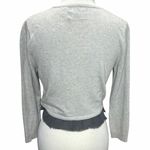 Anthropologie Guinevere Cardigan Sweater S Gray Wool Rabbit Ruffle Trim Coquette Photo 5