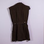 Acler Walter Cotton Linen Button Front Collared Sleeveless Mini Dress Brown 2 Photo 4