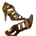 Loft Women's Gold & Tan Strapy Gladiator Heels Sz 8 Photo 0