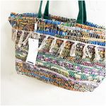 Anthropologie  Raj Multicolor Canvas Beach Tote Fringe Tassel NWT Photo 3