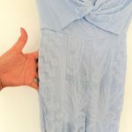 Aijek Anthro Natalie Baby Blue Floral Lace Strapless Capri Silk Blend Jumpsuit 2 Photo 8