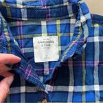 Abercrombie & Fitch New York Flannel Plaid Button Down Shirt Navy Blue Large Photo 6