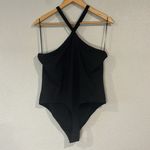 Free People  Intimately Cross My Heart keyhole halter thong bodysuit black XL Photo 3