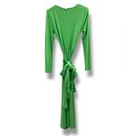 Solace London  Lorena Midi Long Sleeve Draped Dress in Bright Green Sz 6 US‎ Photo 5