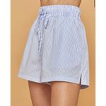 Carbon38 Blue and White Striped High Rise Paper Bag Lounge Shorts Sz Small NWT Photo 1