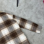 Banana Republic Women's Wool Blend Plaid Flannel Shirt Jacket Longline Brown M Photo 9